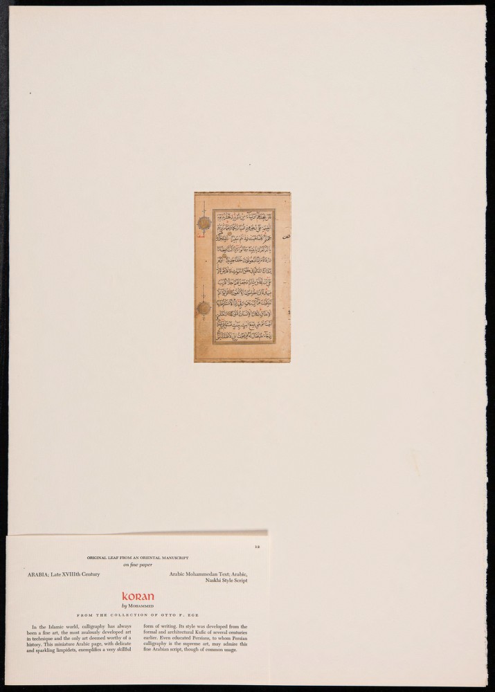 recto with mount and label